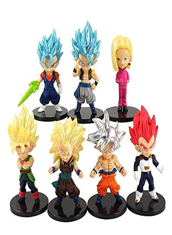 AUGEN DBZ Action Figure Limited Edition for Car Dashboard, Decoration, Cake, Office Desk & Study Table (10cm)(Pack of 7)